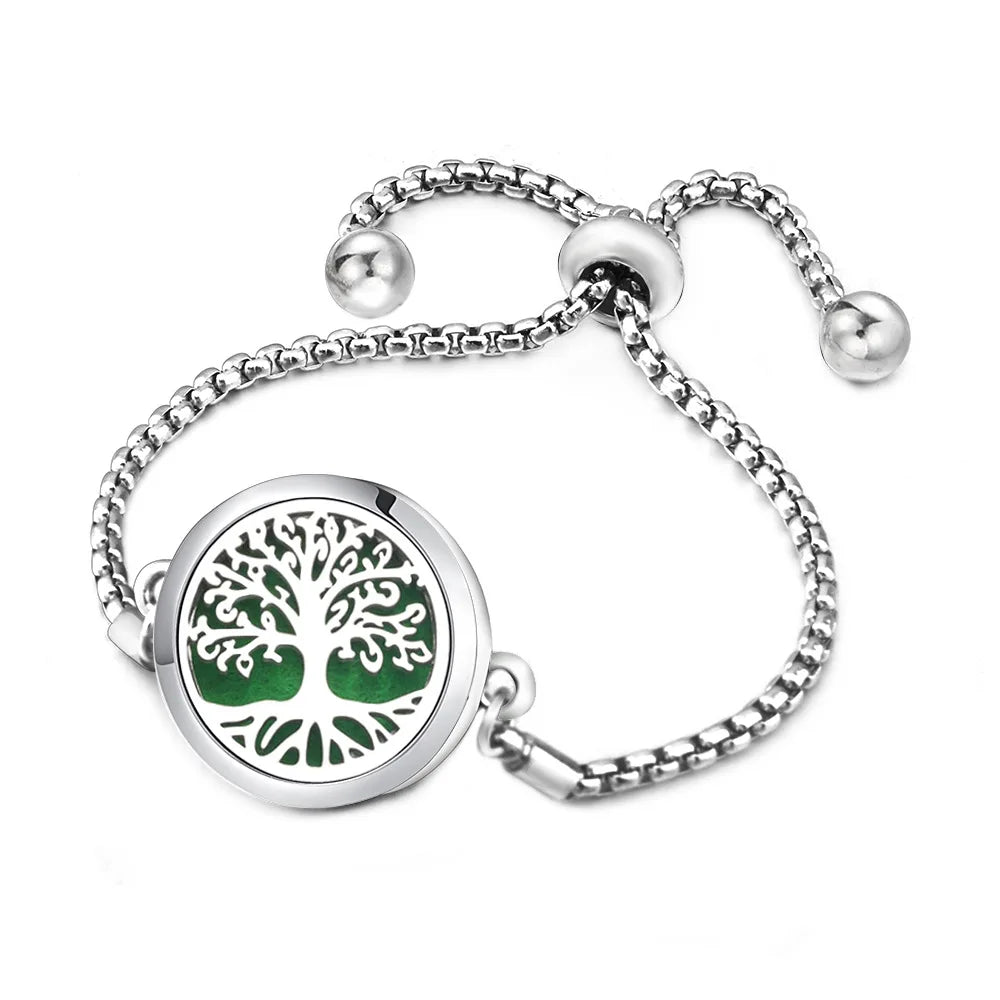 Pulseira Difusora Árvore da vida em Aço Inox Premium - 22mm (Fechamento Imã)