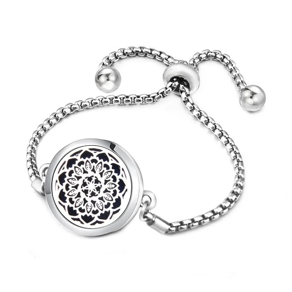 Pulseira Difusora Flor da Vida em Aço Inox Premium - 22mm (Fechamento Imã)